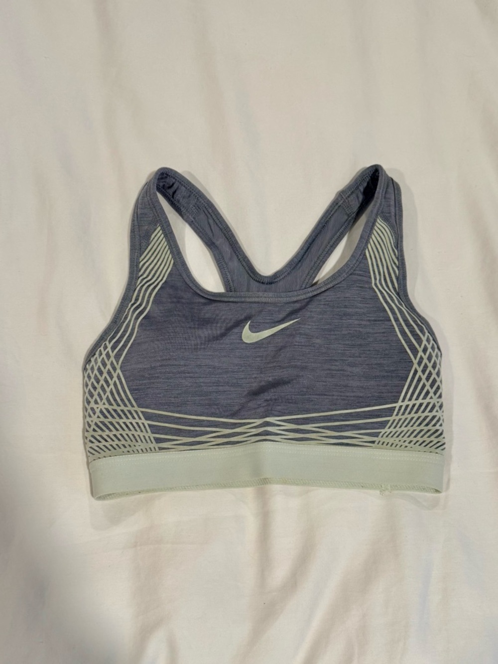 Nike Racerback Sports Bra in Heather Gray with Pale Yellow Accents